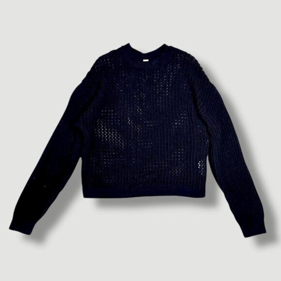 sheer baggy black cotton open knit chunky fall sweater M Old Navy - Picture 7 of 8